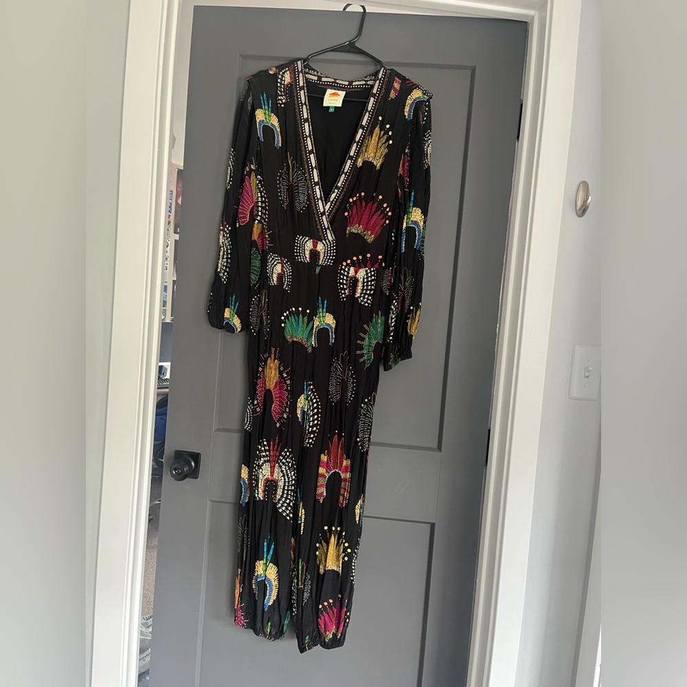 Farm Rio 100% silk jumpsuit.